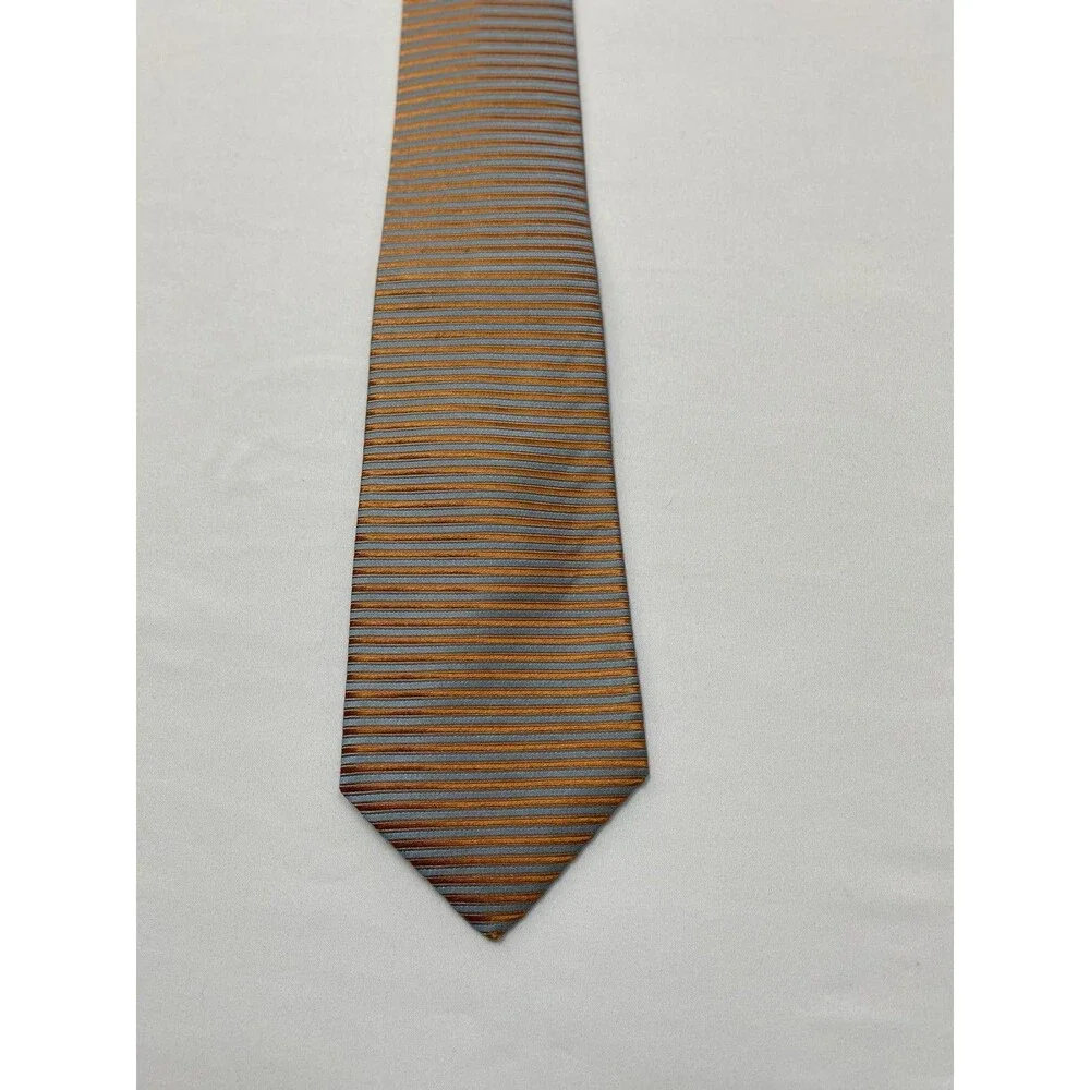 Robert Talbott Estate Mens Silk Necktie Orange Blue Striped Hand Sewn USA Tie